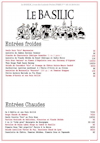 La carte du restaurant Le Basilic La carte du restaurant Le Basilic